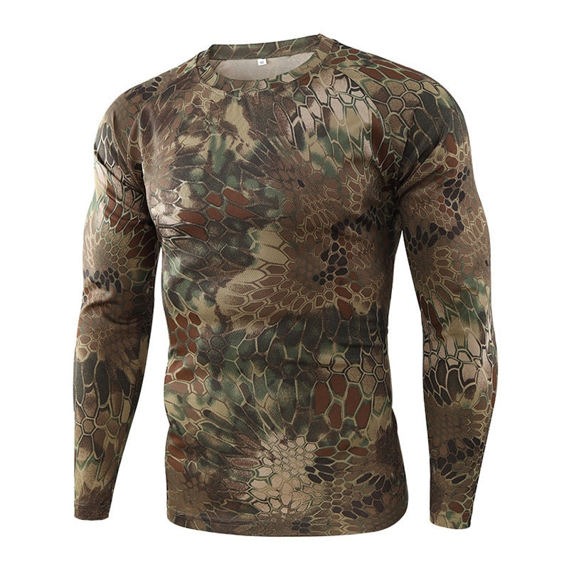 Mege Brand Clothing New Autumn Spring Men Long Sleeve Tactical Camouflage T-shirt camisa masculina Quick Dry Military Army shirt