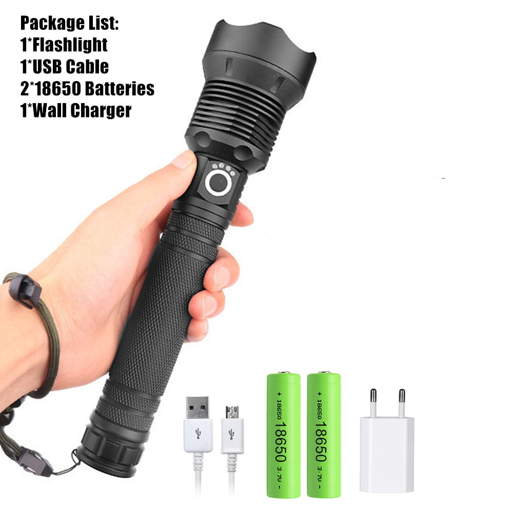 USB Powerful xhp70.2 Flashlight Torch Super Bright Rechargeable Zoom LED Tactical Torch xhp70 18650 or 26650 Battery Camp Lamp