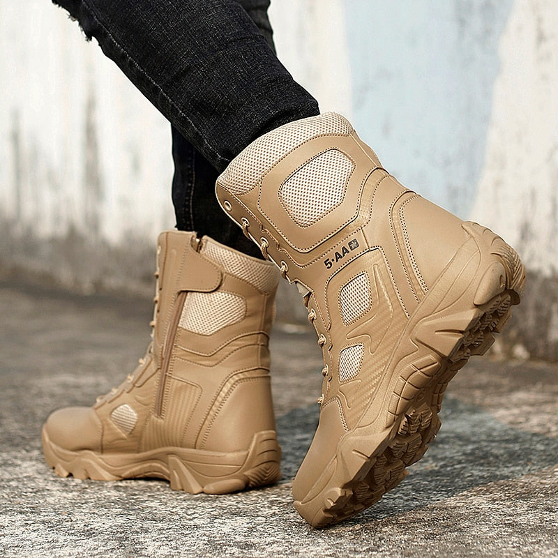 High Top Tactical Boots Men Shoes Waterproof Hiking Shoes Outdoor Hunting Boots Mountain Shoes Man Desert Combat Military Boots