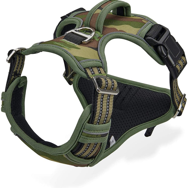 Benepaw Tactical No Pull Harness For Large Medium Dogs Durable Heavy Duty Camouflage Reflective Pet Harness Vest Control Handle