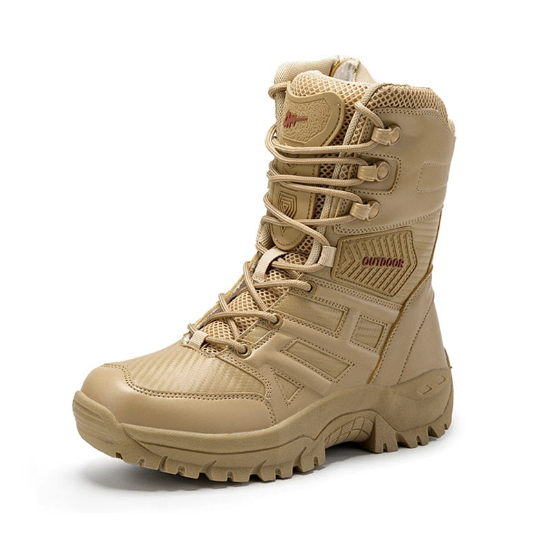 High Top Tactical Boots Men Shoes Waterproof Hiking Shoes Outdoor Hunting Boots Mountain Shoes Man Desert Combat Military Boots