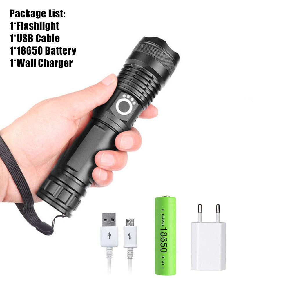 USB Powerful xhp70.2 Flashlight Torch Super Bright Rechargeable Zoom LED Tactical Torch xhp70 18650 or 26650 Battery Camp Lamp