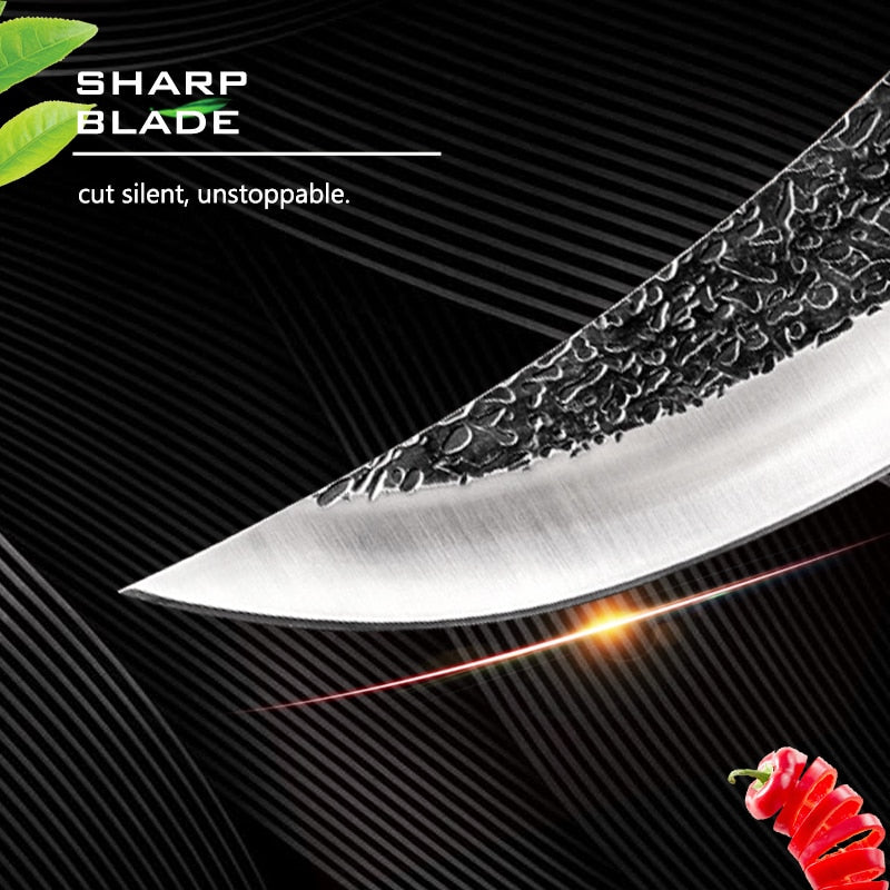 5&quot; Meat Cleaver Boning Knife Outdoor Camping Hunting Knife Forged Stainless Steel Chef Knife Fishing Fruit Butcher Kitchen Knife