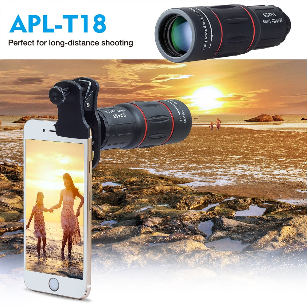 APEXEL 18X Telescope Zoom lens Monocular Mobile Phone camera Lens for iPhone Samsung Smartphones for Camping hunting Sports