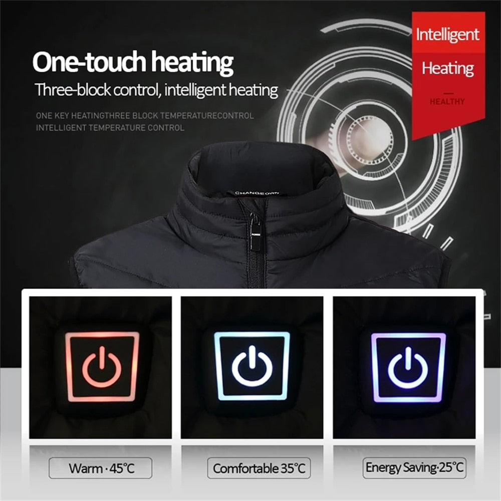 Heating jacket, USB smart switch 2-11 zone heating vest, electric heating hunting vest, men's and women's heating padded jacket