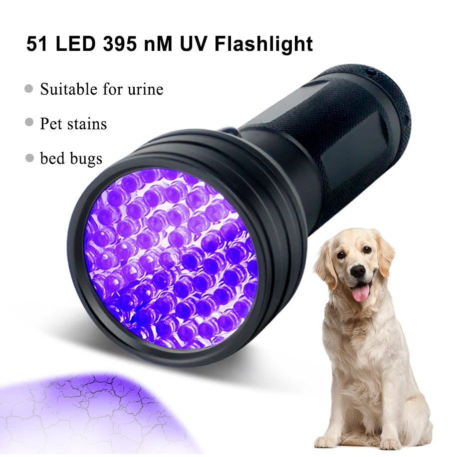 100/51 LED Flashlight Black Light AA Battery Waterproof High Quality UV Lamp 395 nm For Dog/Cat Pet Urine Detector Dry Stain Bug