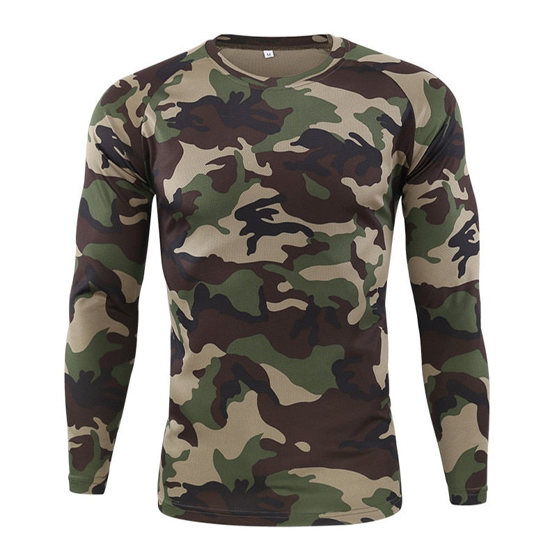 Mege Brand Clothing New Autumn Spring Men Long Sleeve Tactical Camouflage T-shirt camisa masculina Quick Dry Military Army shirt