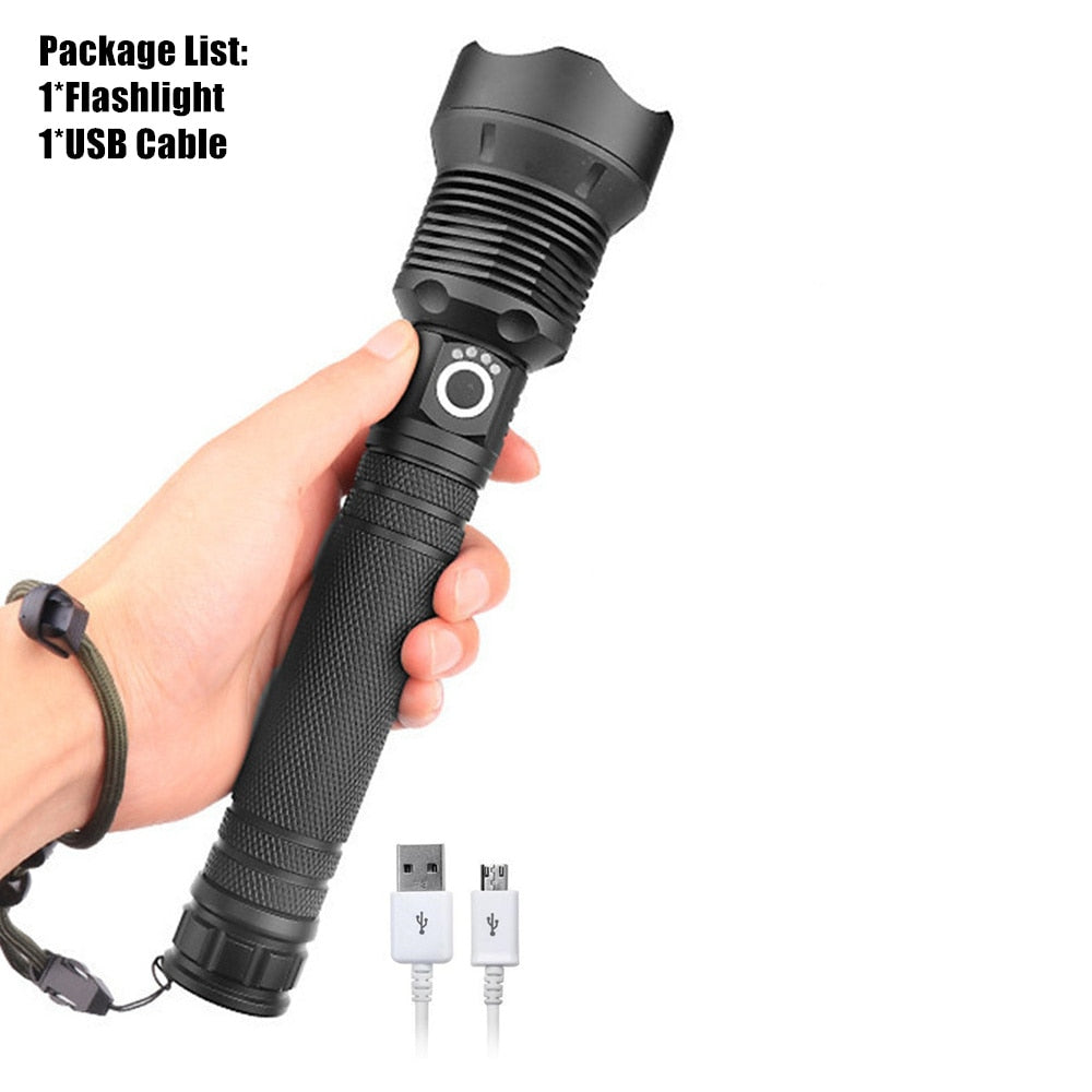 USB Powerful xhp70.2 Flashlight Torch Super Bright Rechargeable Zoom LED Tactical Torch xhp70 18650 or 26650 Battery Camp Lamp