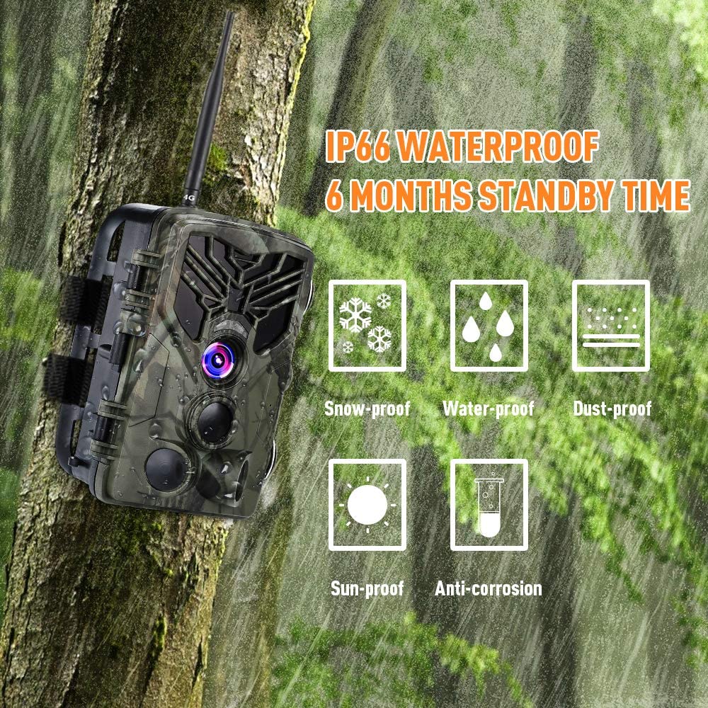 4G 2K 30MP APP Cloud Service Trail Camera iP66 Wildlife Hunting Cameras Cellular Mobile Wireless Surveillance HC810Plus