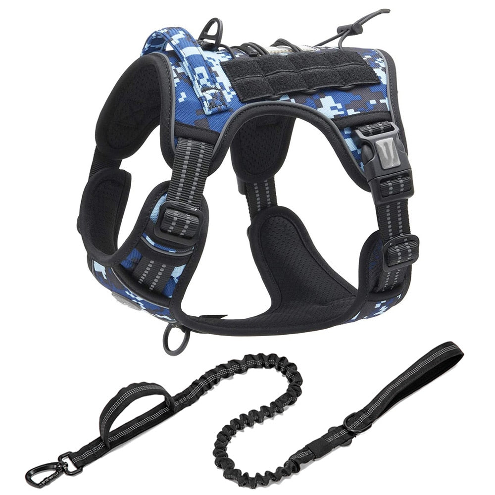 Tactical Dog Harness for Small Large Dogs No Pull Adjustable Pet Harness and leash Set Reflective K9 Working Training Vest