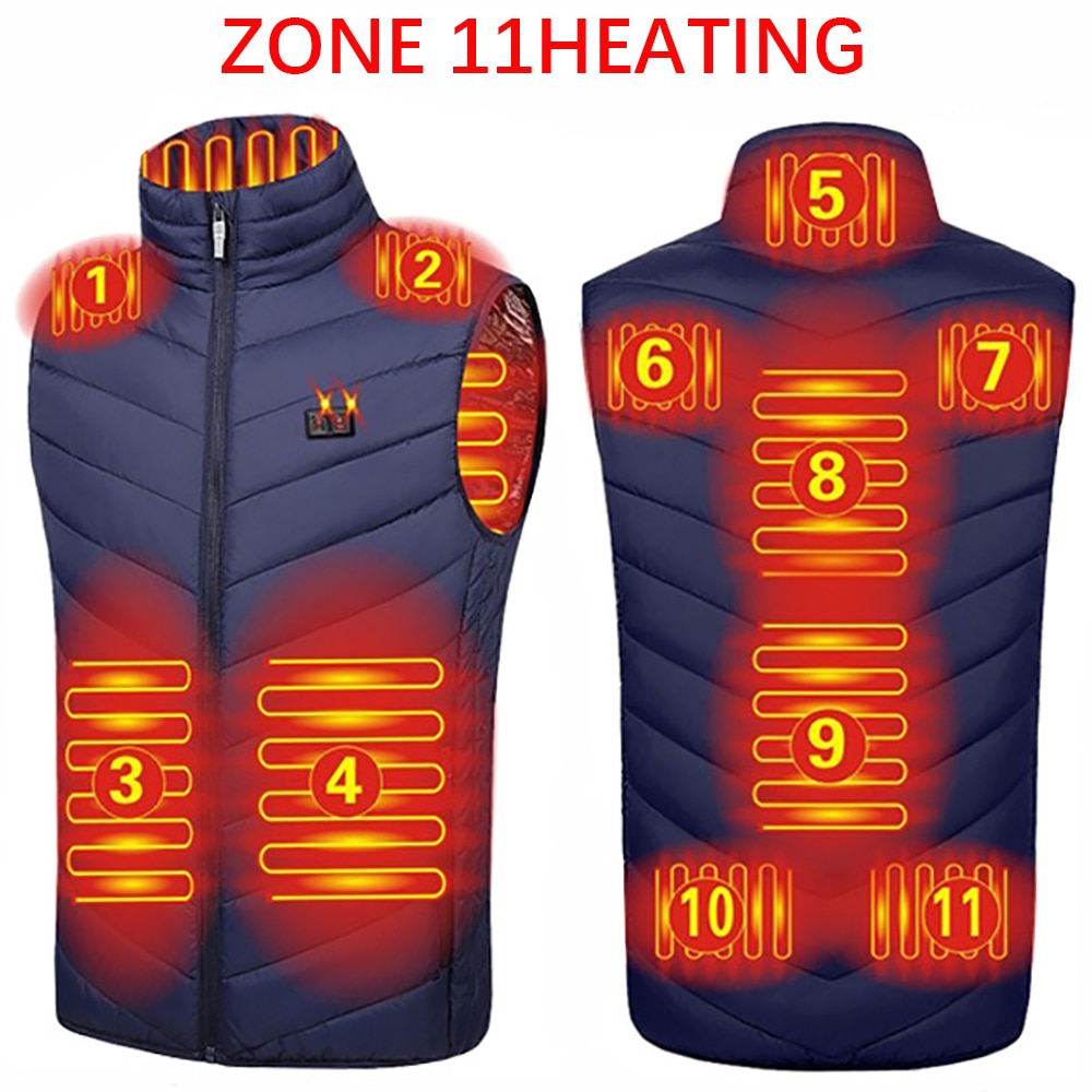 Heating jacket, USB smart switch 2-11 zone heating vest, electric heating hunting vest, men's and women's heating padded jacket