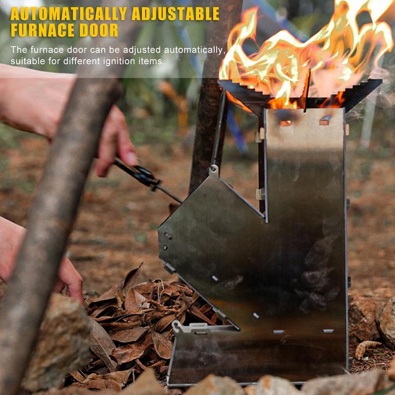 Camping Stove Collapsible Wood Burn Stainless Steel Rocket Stove Unloading Portable Rocket Stove Outdoor Wood Fire Stove Firing