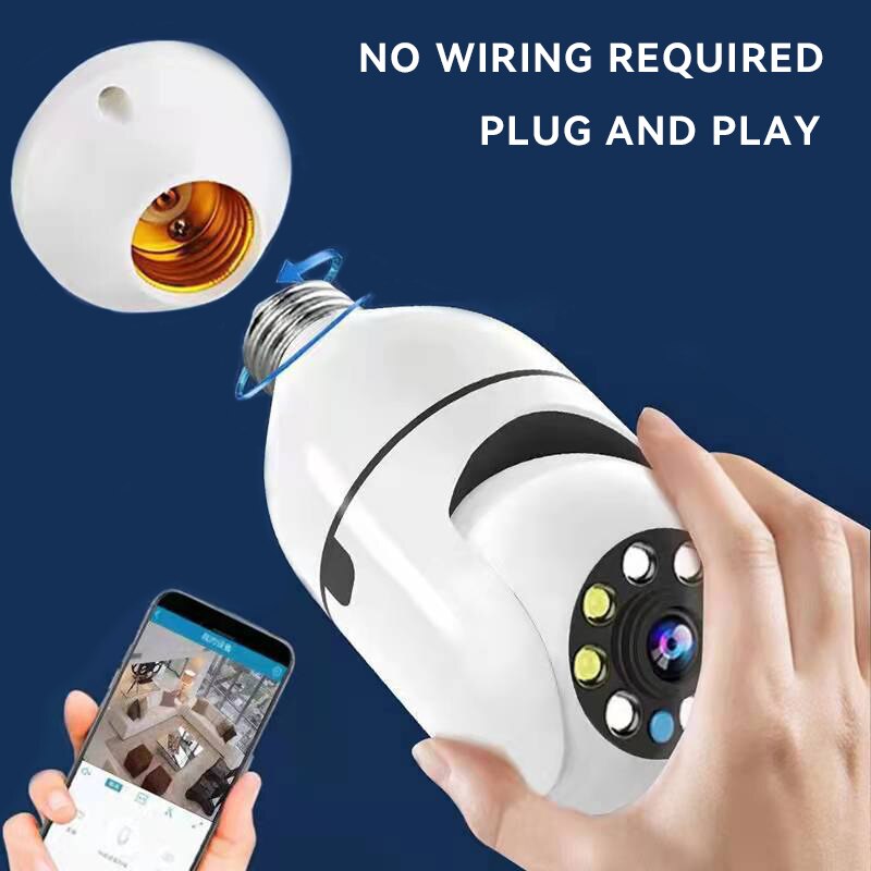 Bulb Surveillance Camera Night Vision Full Color Automatic Human Tracking Zoom Indoor Security Monitor Wifi Camera