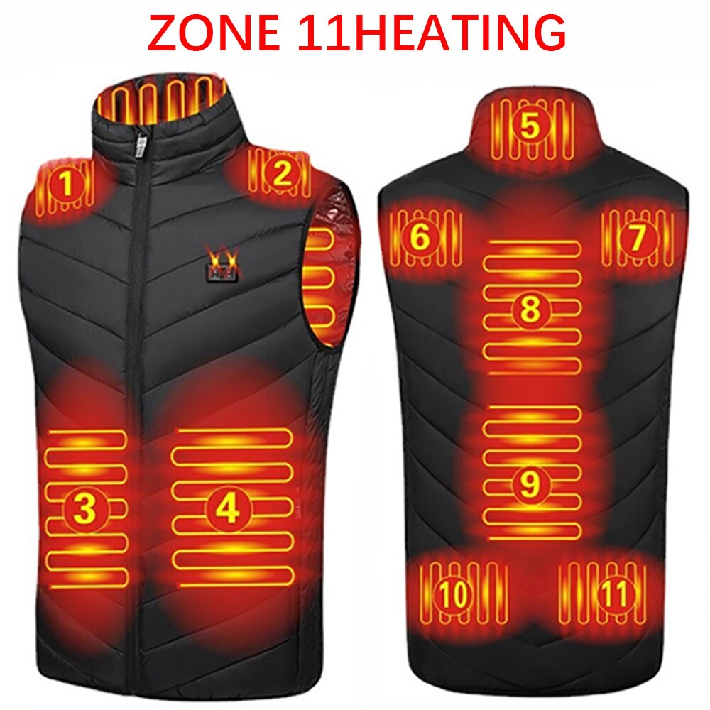 Heating jacket, USB smart switch 2-11 zone heating vest, electric heating hunting vest, men's and women's heating padded jacket