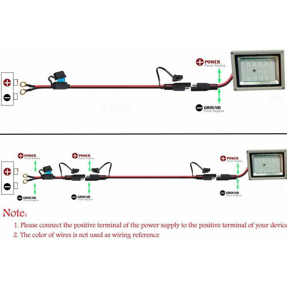 12V Charger Cable For Motorcycle Battery Terminal To SAE Quick Extension Cord Cable Connector For Battery Charger/Maintainer