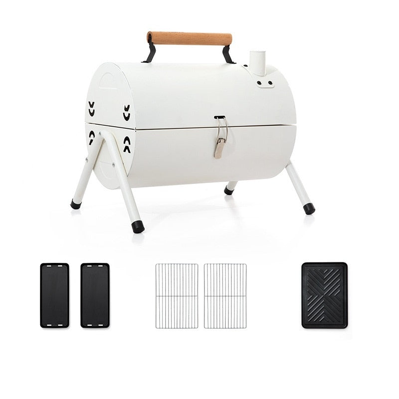 Portable Combine BBQ Grill 2-4 Person Patio Camping Picnic Barbecue Stove Round