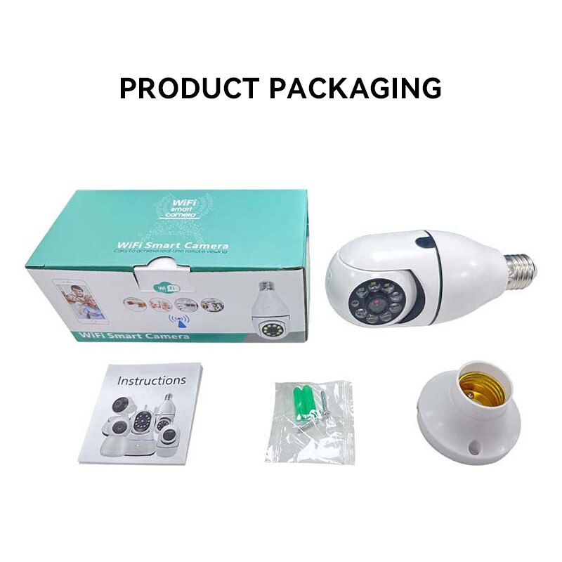 Bulb Surveillance Camera Night Vision Full Color Automatic Human Tracking Zoom Indoor Security Monitor Wifi Camera