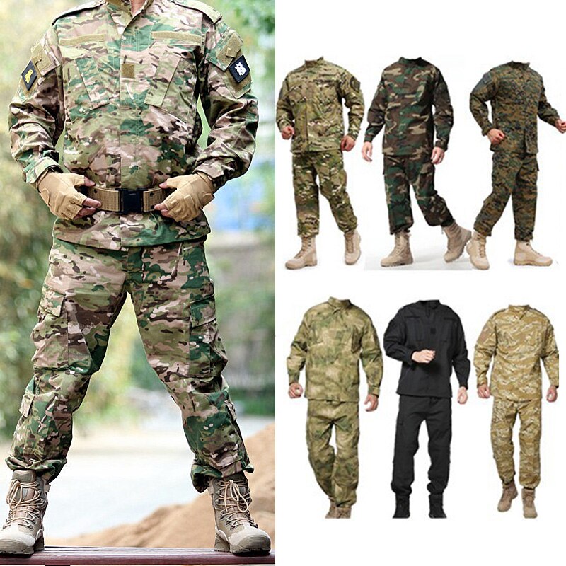 Men Clothing Combat Military Uniform Windproof Tactical Clothing Camouflage Army Suits Militar Hunting Suit Safari Coat+Pant Set