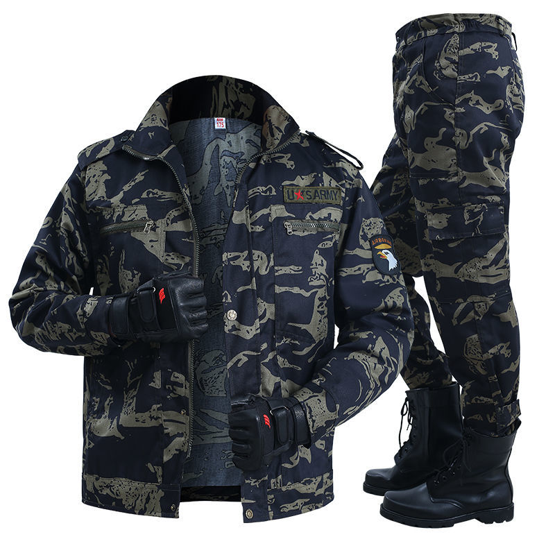 Men Spring Summer Tactical Thin Outdoor Camouflage Suit Jacket Pant Black Python Wear-resistant Overalls Sport Camping Clothing