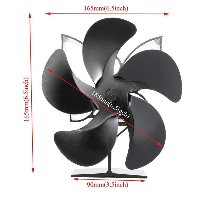 Black 5 Blades Fireplace Fan Quiet Safe Wood Burning Stove Ecofan Heat Powered Efficient Heat Distribution Home Fireplace