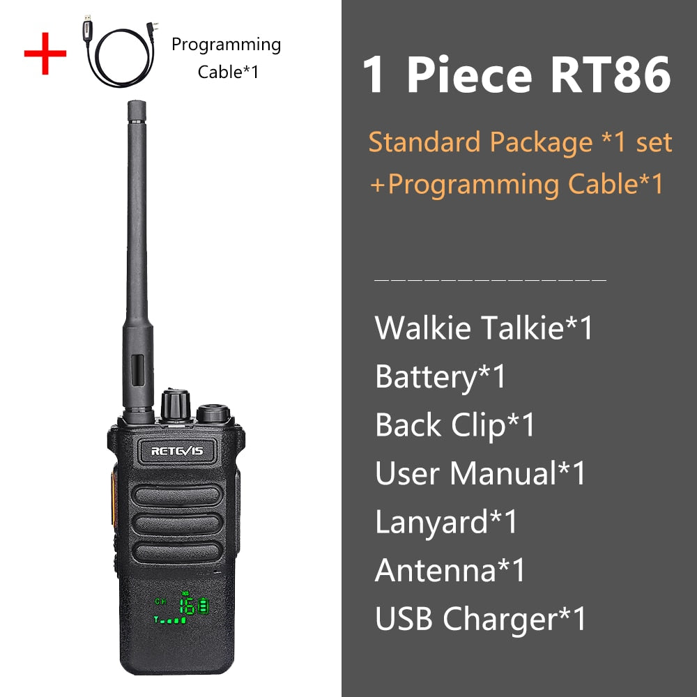 10W Retevis Walkie Talkie Long Range RT86 Walkie-talkies 1/ 2 pcs Two-way radio Powerful Portable Radio Communicator For Hunting