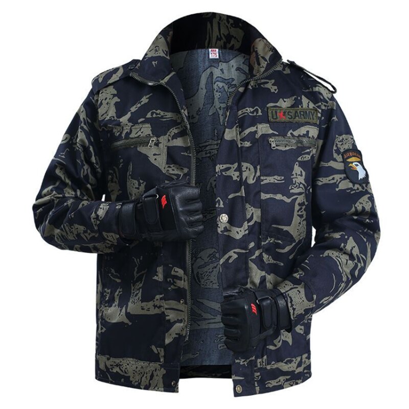 Men Spring Summer Tactical Thin Outdoor Camouflage Suit Jacket Pant Black Python Wear-resistant Overalls Sport Camping Clothing