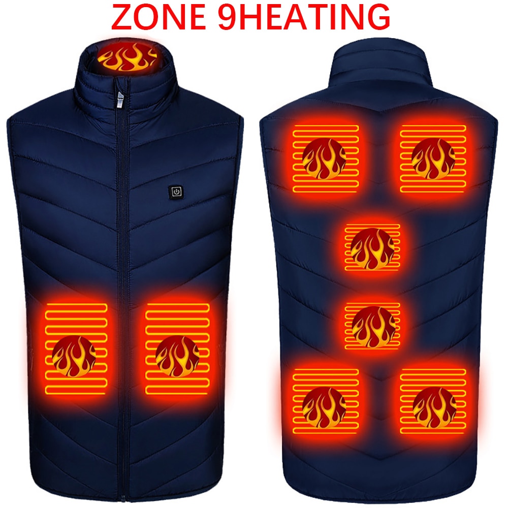 Heating jacket, USB smart switch 2-11 zone heating vest, electric heating hunting vest, men's and women's heating padded jacket