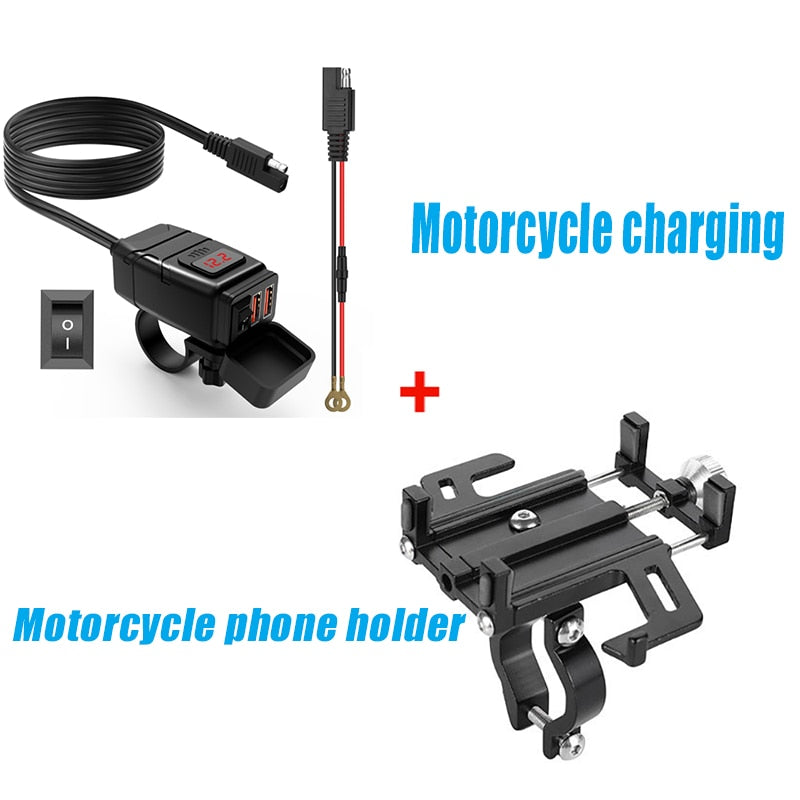 Powstation QC3.0 Motorcycle USB Charger Waterproof Cell Quick Charger Autocycle USB Socket With Voltmeter Motorcycle Accessories