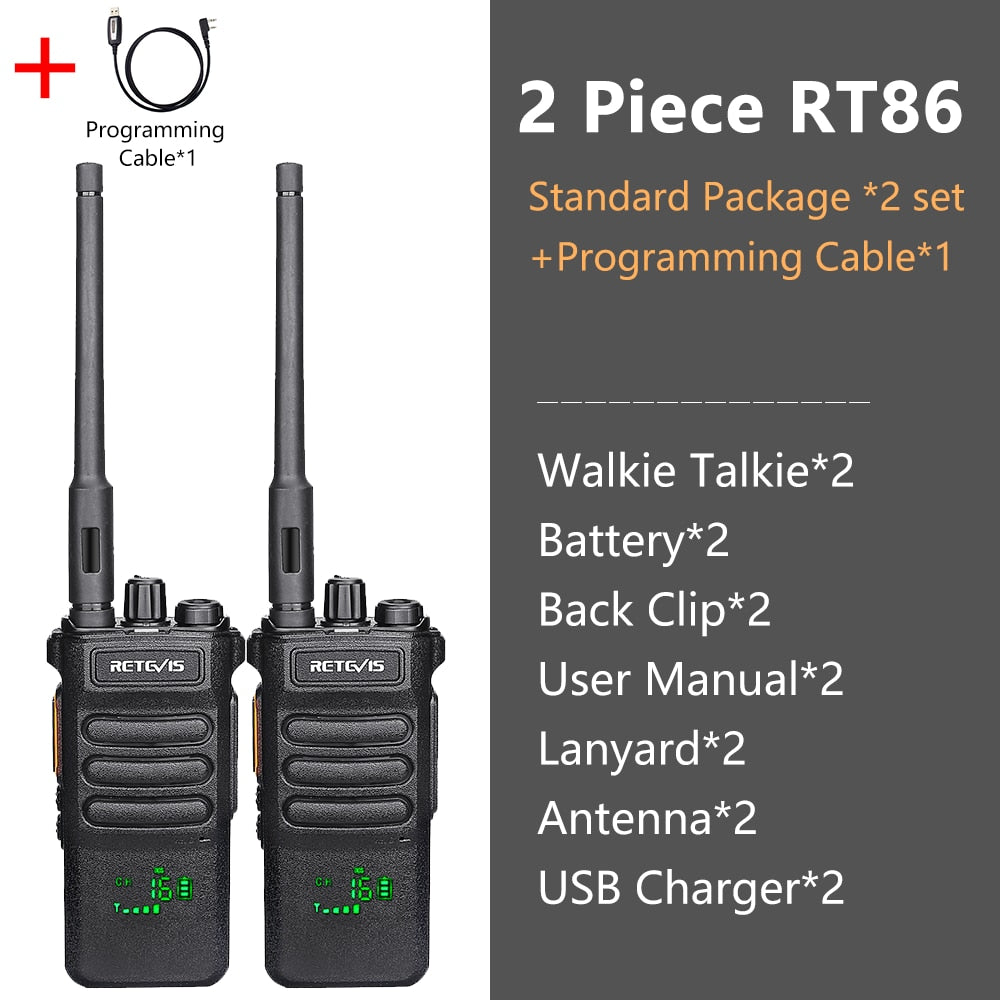 10W Retevis Walkie Talkie Long Range RT86 Walkie-talkies 1/ 2 pcs Two-way radio Powerful Portable Radio Communicator For Hunting