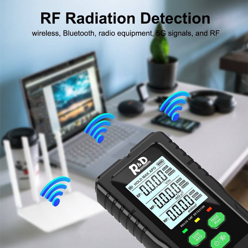 R&D RD630 Electromagnetic Field Radiation Detector Tester EMF Meter Multifunctional Handheld Portable Radio Frequency Warn Meter