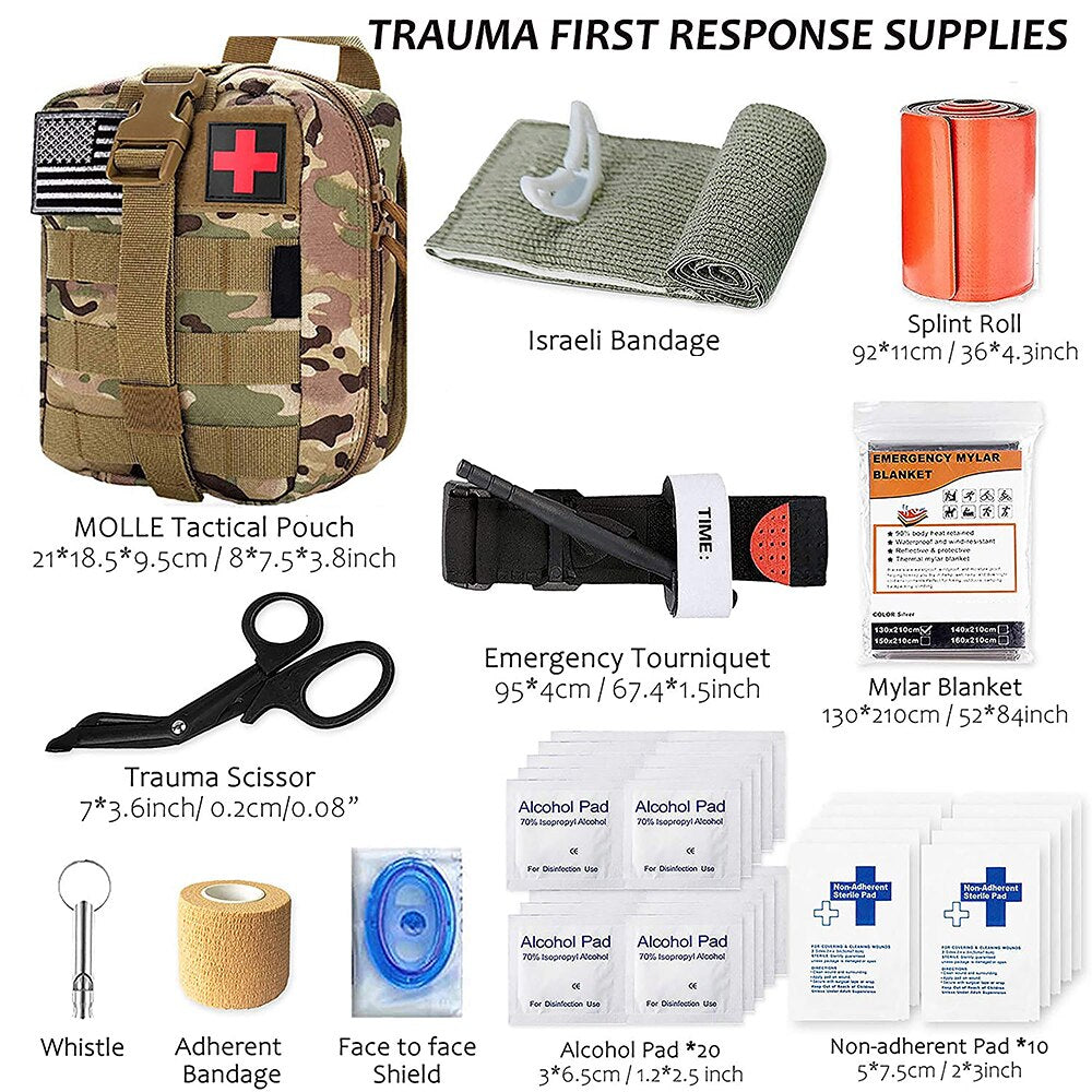 Mergency Survival First Aid Kit Military Tactical Admin Pouch EMT Bug Out Bag Camping Gear Tactical Molle IFAK EMT for Trauma