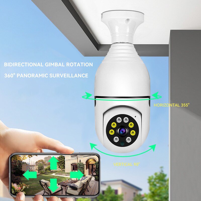 Bulb Surveillance Camera Night Vision Full Color Automatic Human Tracking Zoom Indoor Security Monitor Wifi Camera