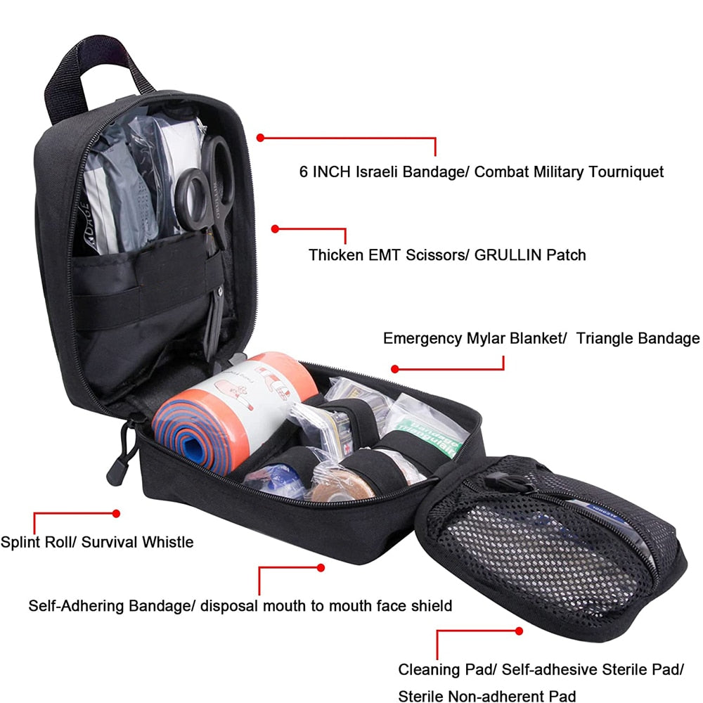 Mergency Survival First Aid Kit Military Tactical Admin Pouch EMT Bug Out Bag Camping Gear Tactical Molle IFAK EMT for Trauma