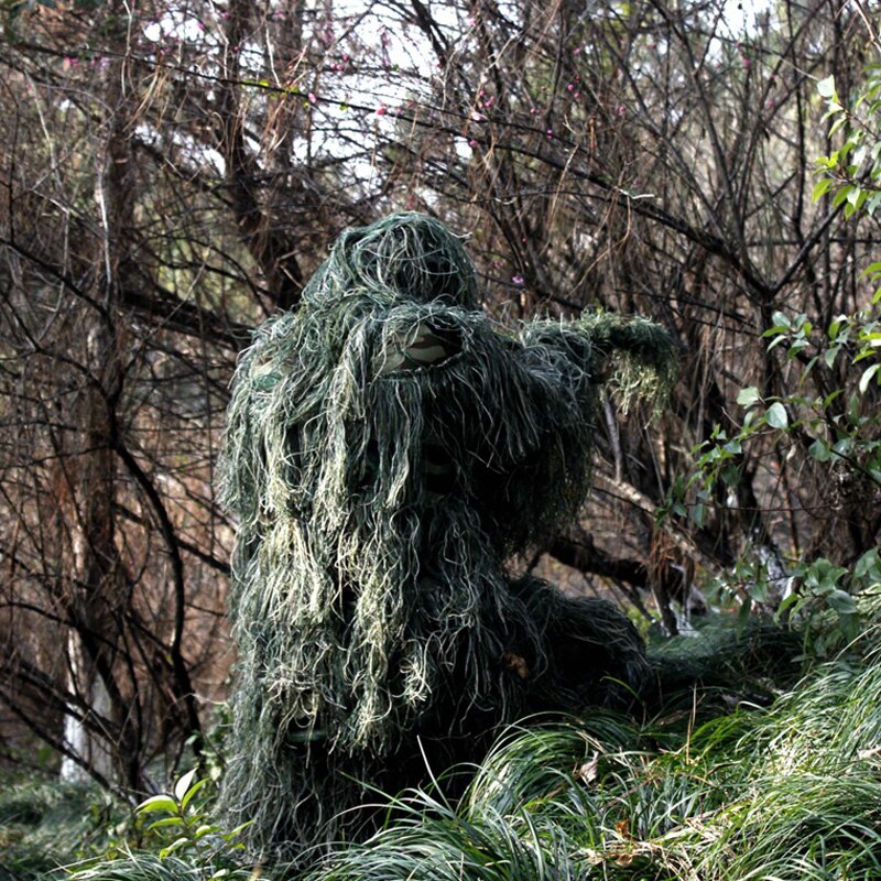 Tactical Camouflage Clothing 3D Withered Grass Ghillie Suit 5 PCS Sniper Military Hunting Suit Army Hunting Clothes Birding Suit