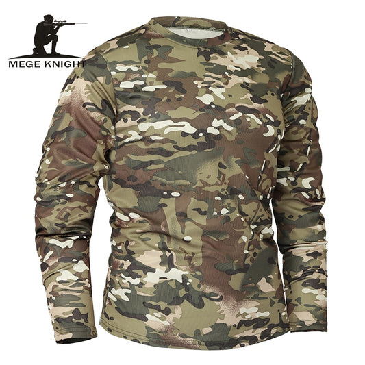 Mege Brand Clothing New Autumn Spring Men Long Sleeve Tactical Camouflage T-shirt camisa masculina Quick Dry Military Army shirt