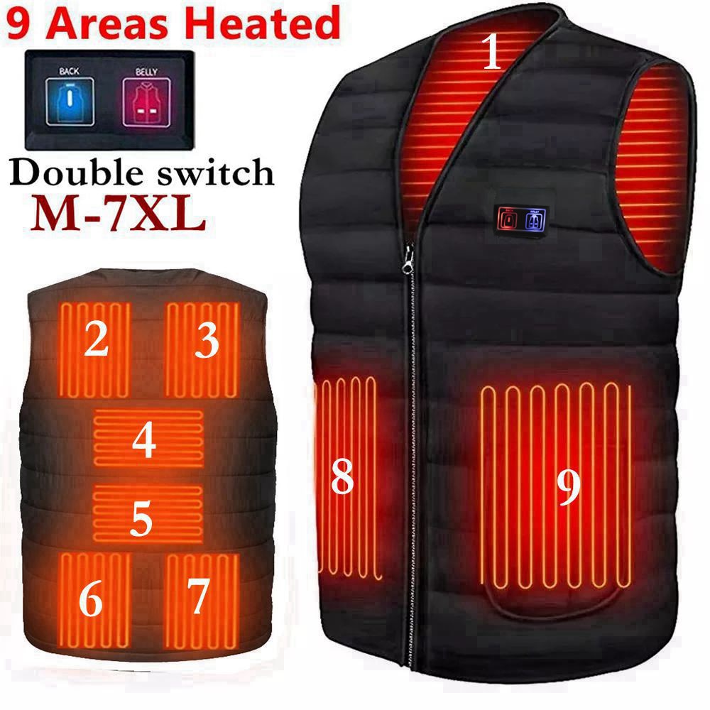 Thermal  9 Area Heated  Cotton Outdoor  Vest 