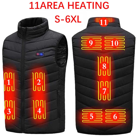 Heating jacket, USB smart switch 2-11 zone heating vest, electric heating hunting vest, men's and women's heating padded jacket