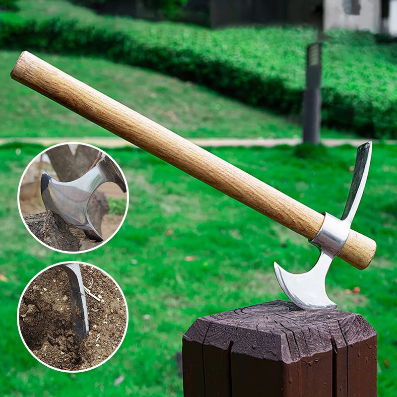 Stainless Steel Pickaxe With Wooden Handles Outdoor Camping Gardening Mattock Multifunctional Pick Axe