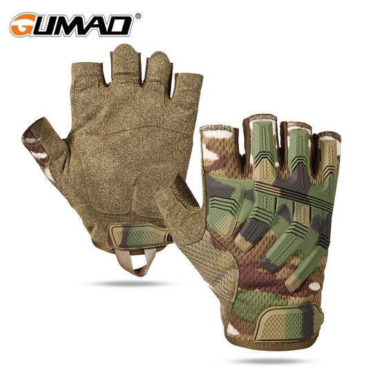 Multicam Bicycle Fingerless Glove Half Finger Gloves Tactical Military Army Camo Cycling Hunting Bike Airsoft Mittens Men New