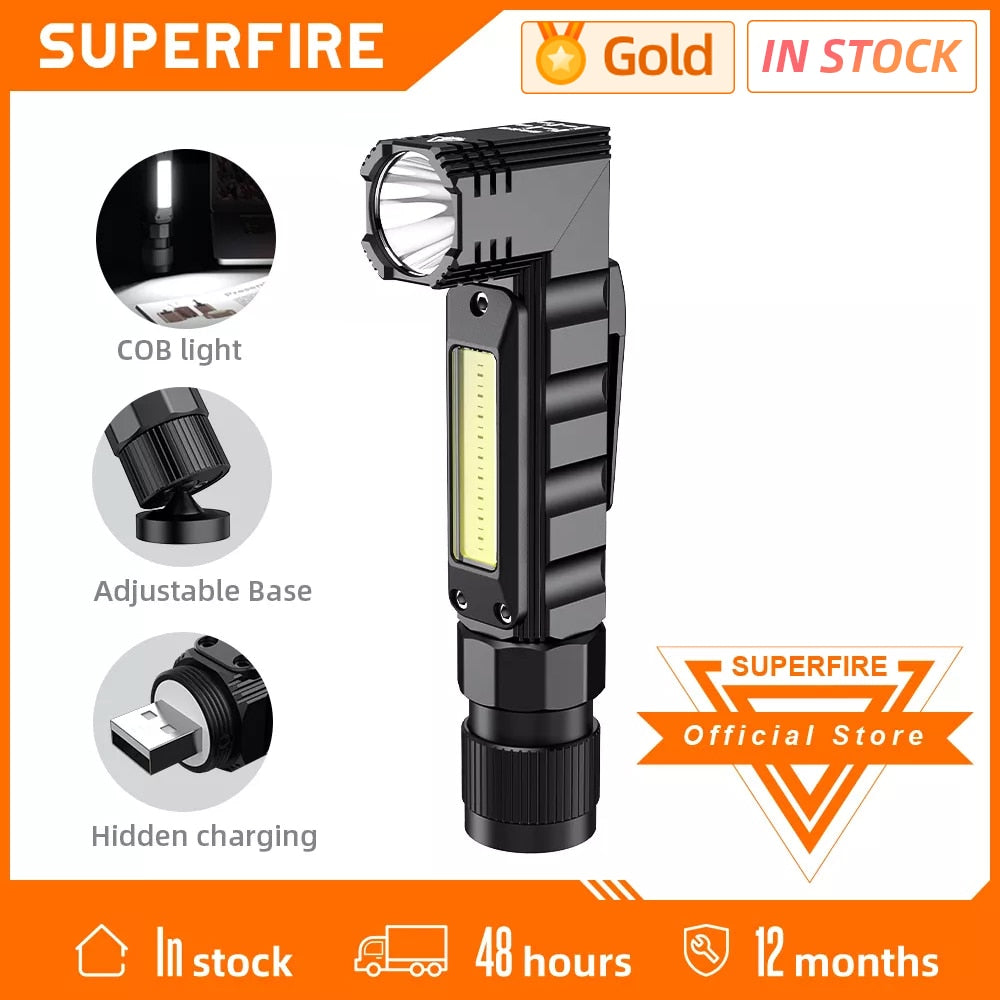 SUPERFIRE G19 Portable COB Head Flashlight with magnet, camping fishing Rechargeable Work light Lantern Torch Outdoor lighting